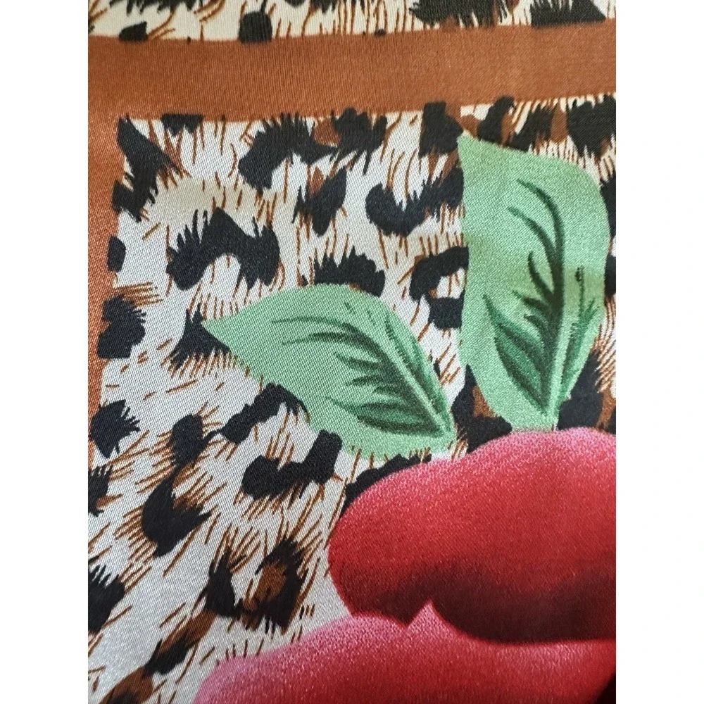 Jessica McClintock Leopard Rose Print Satin Square Scarf 34x34 Fashion Scarf NWT